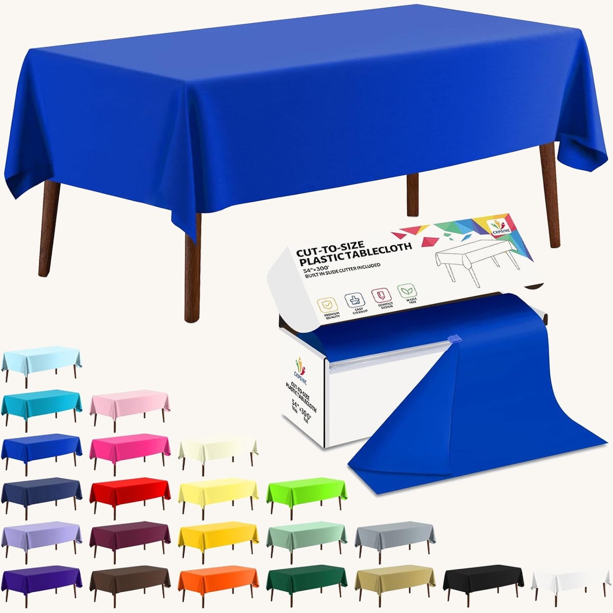 CXPSINC Blue table cover roll, 54 in x 300 ft