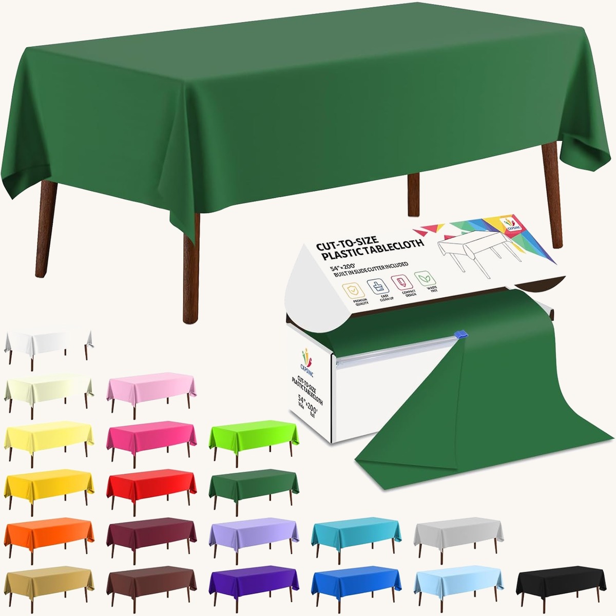 CXPSINC Green table cover roll, 54 in x 200 ft