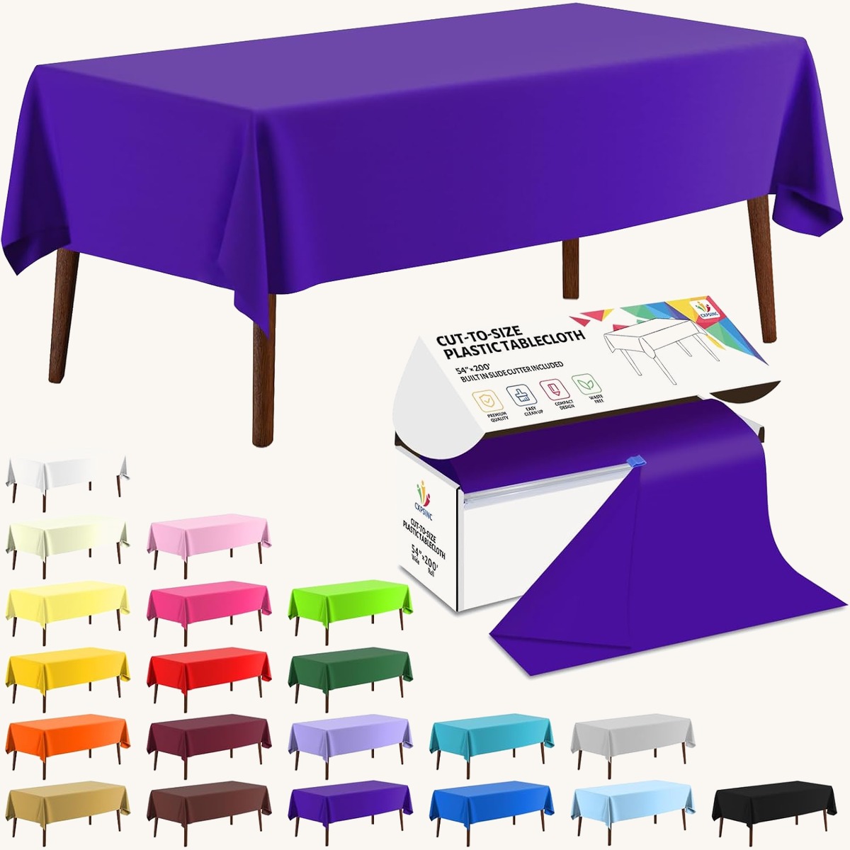 CXPSINC Purple table cover roll, 54 in x 200 ft