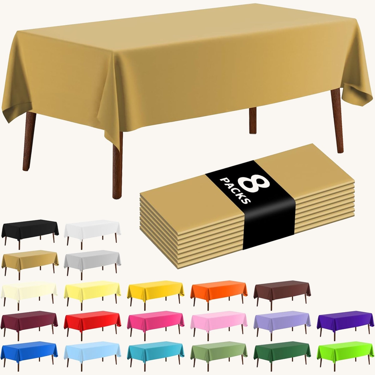 CXPSINC Plastic Tablecloth 54' x 108'Disposable Tablecloth Rectangle Plastic Table Cover…