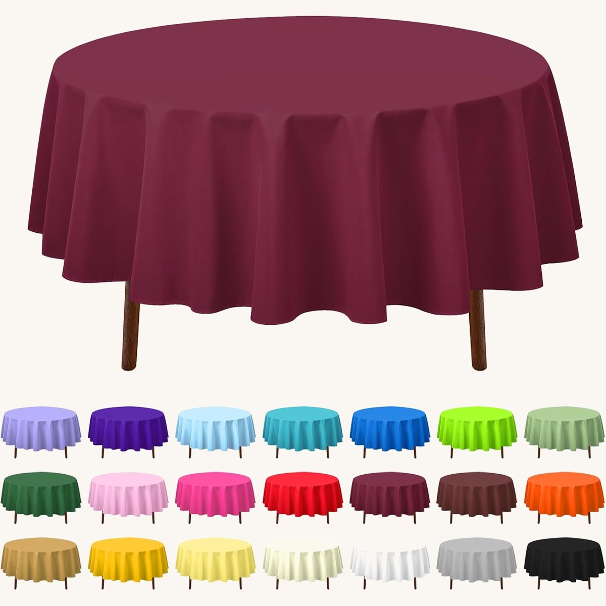 CXPSINC 8 Pack Premium Disposable Plastic Tablecloth 84' Round Table Cover for Birthdays…