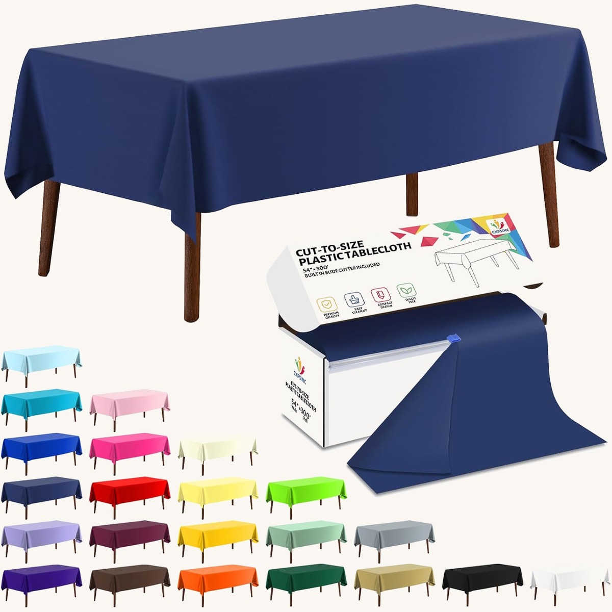 CXPSINC Navy Blue table cover roll, 54 in x 300 ft