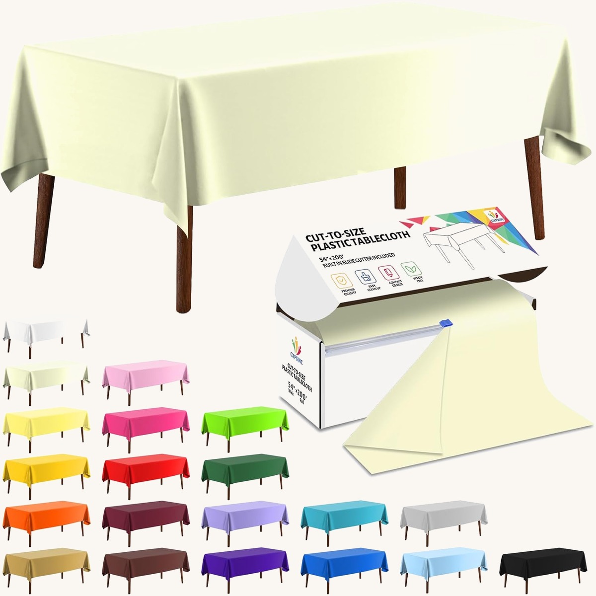 CXPSINC Christmas printed table cover roll, 54 in x 200 ft